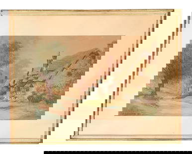 Anna Mary Richards Brewster (1870 - 1952) American: Anna Mary Richards Brewster (1870 - 1952) American Watercolor on Paper Measure 12"in H x 17 1/2"in W and 19"in H x 24 1/2"in W with frame Known for: Landscape, genre painting, illustration