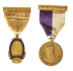 Lot of 2 Vintage Cuban Medals – 1945 Cancer Congress & Cruz Roja Cubana Henry Dunant