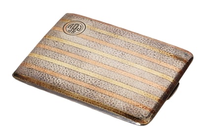 Art Deco 14K Gold & Sterling Silver Cigarette Case by Shreve & Co. – Monogrammed "AOJ JR" with