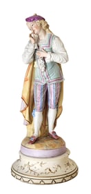 Antique Hand-Painted Porcelain Figure of a Gallant Man – Continental, 19th Century