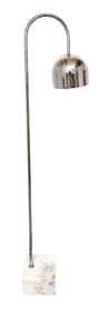 Mid-Century Modern Chrome Arc Floor Lamp with White Marble Base