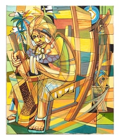 Cuban Expressionist Oil by Jandro Araia Oduardo: "Amanecer en el Campo", 2005