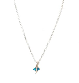 Tiffany & Co. Sterling Silver Stingray Pendant Necklace with Blue Opal Inlay – With Pouch