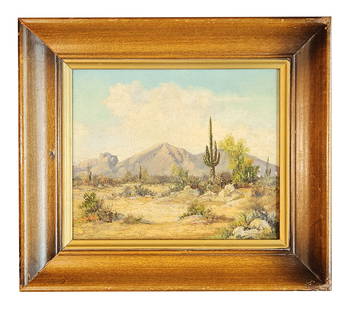 Archie Dugal Macintyre (1890 - 1953) Scotland: Archie Dugal Macintyre (1890 - 1953) Scotland Title: Desert Landscape Oil on Board Measure 7 1/2"in H x 9"in W and 11 1/2"in H x 13"in W x 2"in D  Known for: Landscape painting Name variants: A D Maci