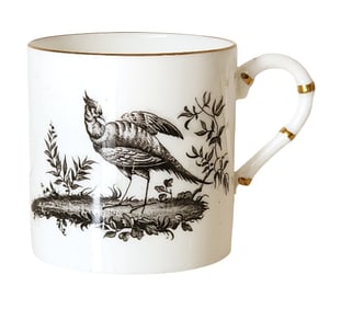 Royal Worcester Bone China Mug with Black Transfer Birds & Gilt, Dated 1951