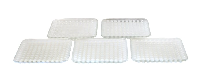 Set of 5 Vintage Opalescent Glass Plates with Hobnail Pattern