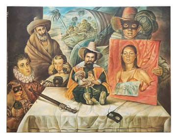 "Solo Goya" – Allegorical Portrait Scene with Historical Figures and Modern Contrast