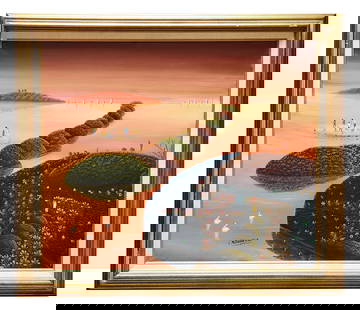 Mario Montilus (Born 1961) Haiti: Mario Montilus (Born 1961) Haiti Oil on Canvas Measure 20"in H x 24"in W and 24 1/2"in H x 28 1/2"in W framed Biography: Self-taught, Haitian artist Mario Montilus was born in 1961 in Port-au-Prince a