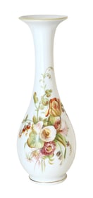 Antique French Hand-Painted Opaline Glass Vase with Floral Decoration, Possible 19th Century