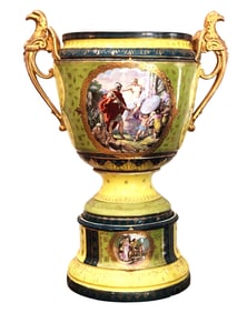 Antique Huge Floor Vase Marked Royal Vienna with Mythological Figure Scenery