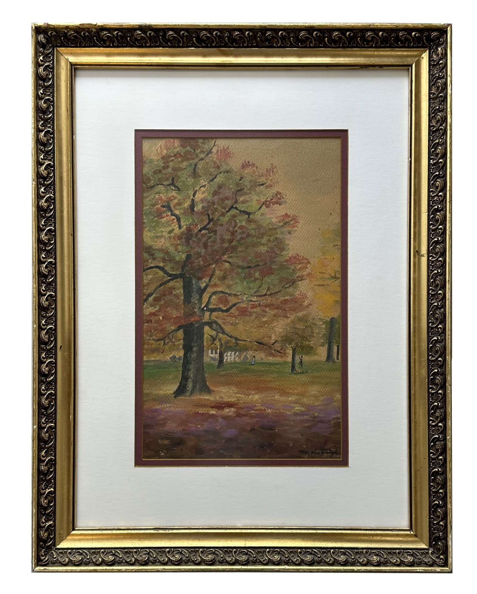 Medard Verburgh (1886 - 1957) Belgium: Medard Verburgh (1886 - 1957) Belgium Watercolor on Paper Measure 14"in H x 8 1/2"in W and 23"in H x 17 1/2"in W with frame Known for: Landscape painting Name variants: Meda