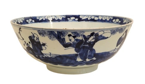 Hand-Painted Japanese Arita Porcelain Bowl – Blue and White Style