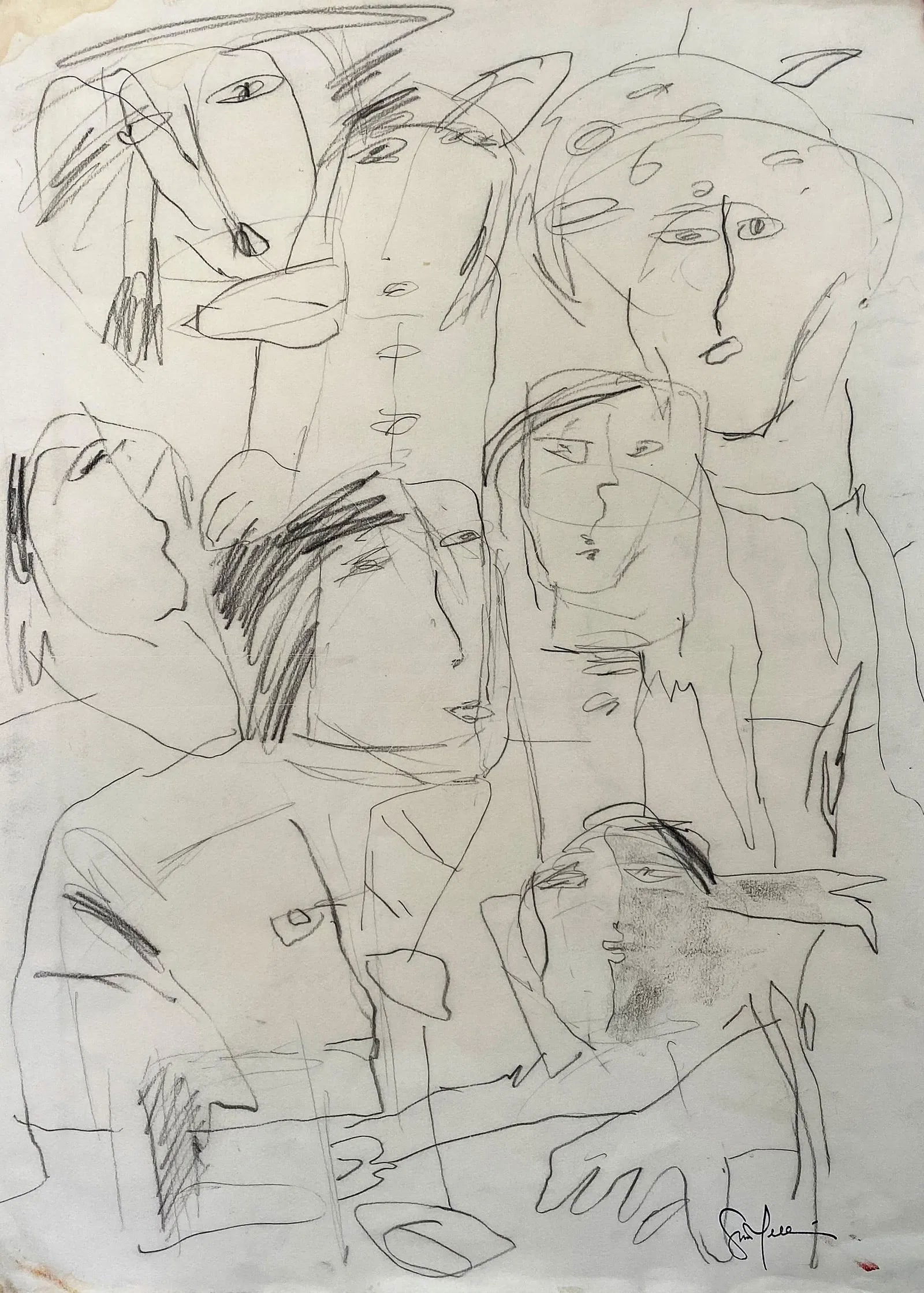 Gina Pellon (1926 - 2014) Cuban: Gina Pellon (1926 - 2014) Cuban Drawing on Paper Period: Circa 1960 - 1970 Measure 30"in H x 22"in W. No frame Biography: Gina Pellon (December 26, 1926 - March 27, 2014) was a Cuban painter who li
