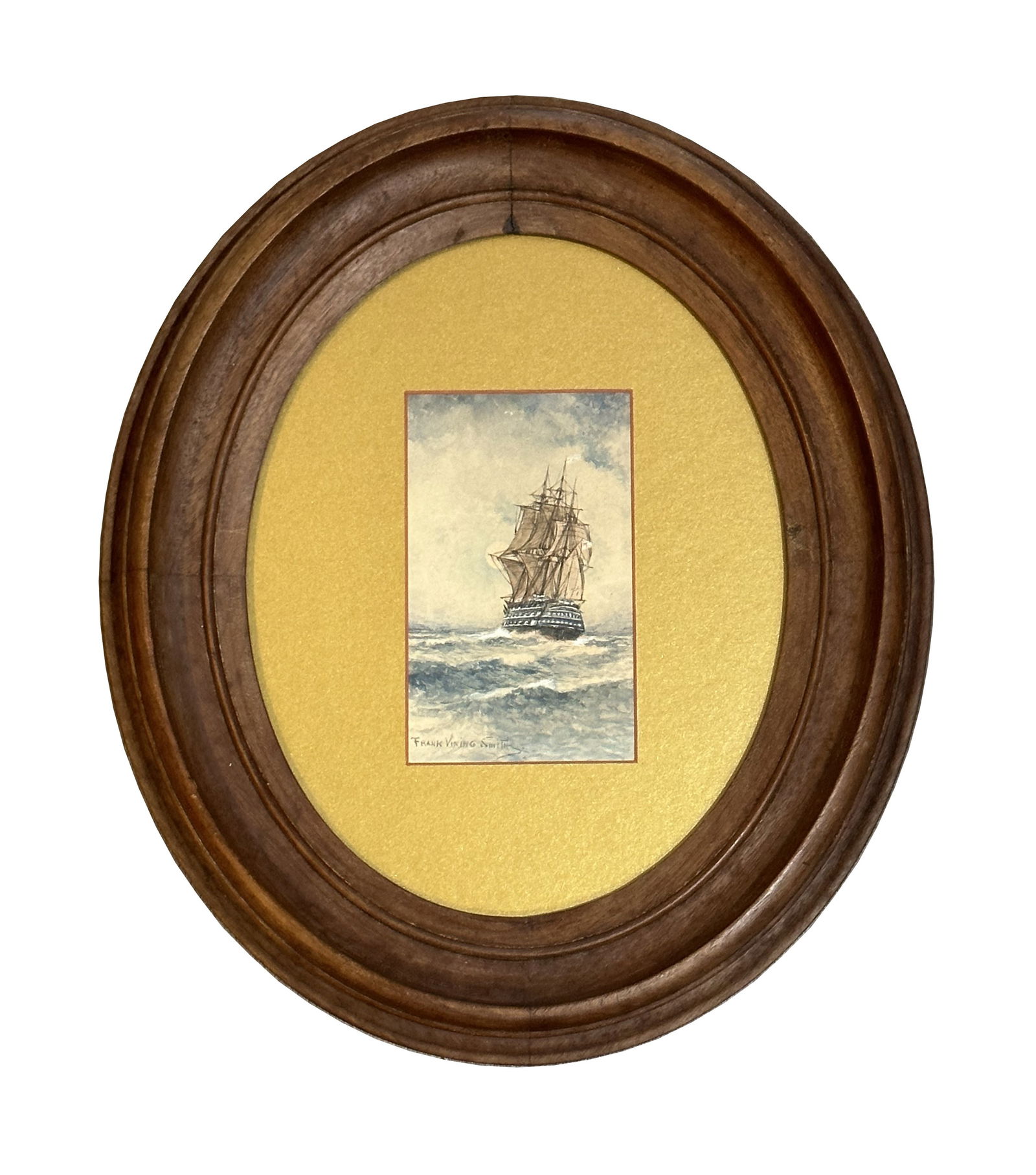 Frank Vining Smith (1879 - 1967) American: Frank Vining Smith (1879 - 1967) American Watercolor on Paper Measure 5"in H x 3"in W and 13 1/4"in H x 11 1/4"in W with frame Known for: Marine-ship, wildlife, illustration <b