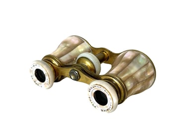 Antique French Mother Of Pearl & Brass Opera Glasses Binoculars Circa 1900