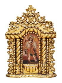 Antique Cuzco School Style Painting of an Archangel