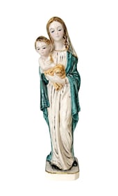 Antique Porcelain Lourdes Virgin Mary Madonna Statuette Italy