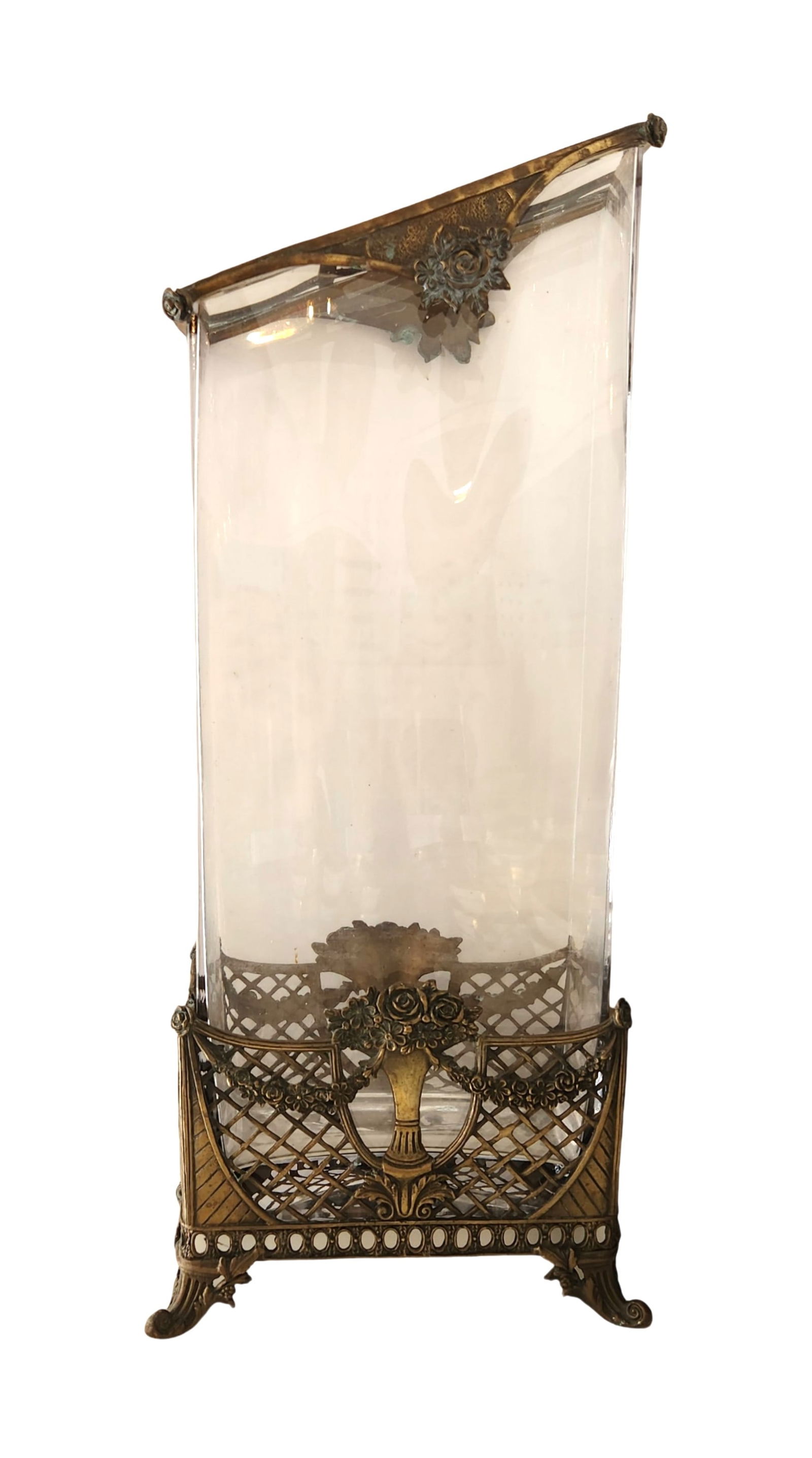 Lead crystal Castilian Poland vase in fancy bronze footed stand (1 of 5)