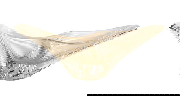 Daum France Sculptural Centerpiece Crystal Vase: Daum France Sculptural Centerpiece Crystal Vase Measure 5 3/4"in H x 16"in W x 4 1/2"in D