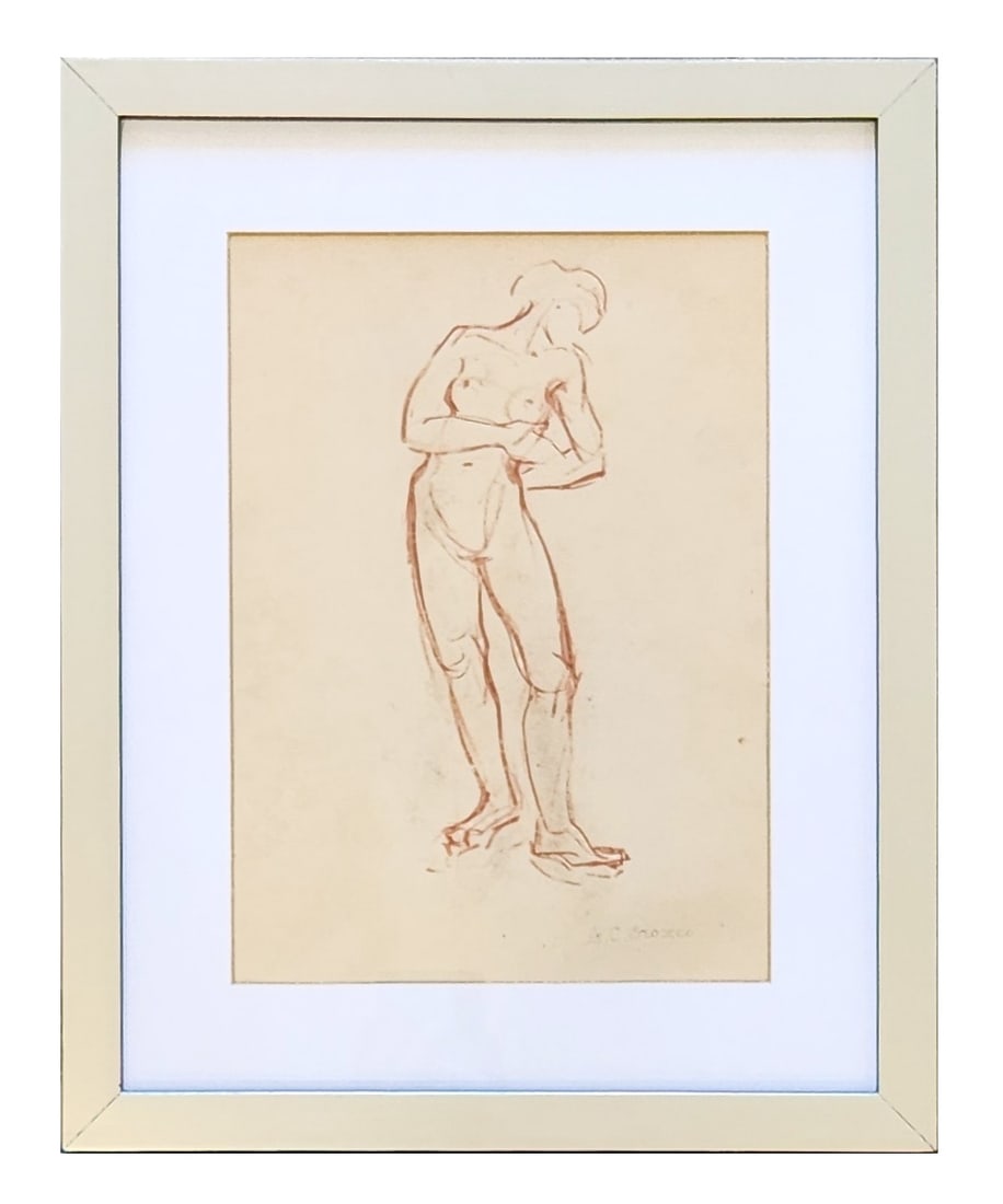 Jose Clemente Orozco (1883 - 1949) Mexico: Jose Clemente Orozco (1883 - 1949) Mexico Conte Crayon on Paper Measure 10 1/2"in H x 7 1/2"in W and 15 1/4"in H x 12 1/4"in W framed Known for: Mural painting Biography: Jose Clemente Orozco was born