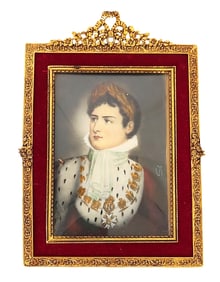 Signed Portrait Miniature of Napoleon Bonaparte in Gilt Frame