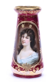 Royal Vienna Hand-Painted Portrait Vase with Gilt Decoration
