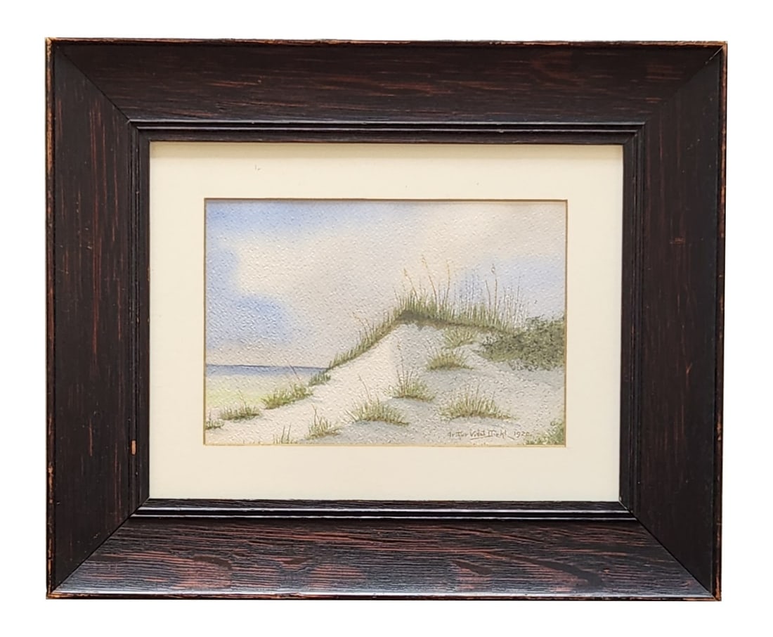 Arthur Vidal Diehl (1870 - 1929) England: Arthur Vidal Diehl (1870 - 1929) England Watercolor on Paper Measure 5"in H x 7 1/4"in W and 11"in H x 13 1/2"in W framed Known for: Sand dune landscape, beach and marine painting Biography: Born in E