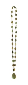 Green Jade Bead Necklace with Teardrop Pendant