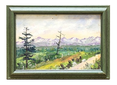 Oil on Board Landscape – Mystery Artist, Signed, Framed