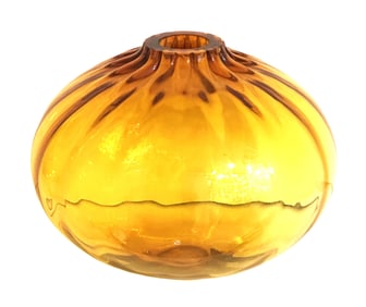 Signed Studio Art Glass Amber Vase, Unique Piece, Dated 2001