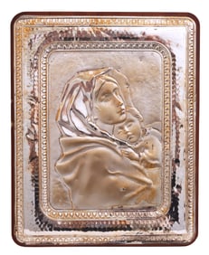 Italian Impero Argenti 925 Silver Madonna and Child Relief Plaque, Loreto