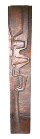 Mid-Century Modern Abstract Carved Wooden Panel, Brutalist Style