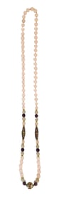 Vintage Chinese Cloisonné and Gemstone Beaded Necklace