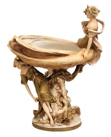 Royal Dux Bohemia Art Nouveau Porcelain Figural Centerpiece, Model 1517, c.1900