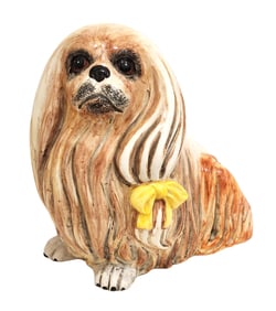 Continental Glazed Ceramic Dog Figure, Mid-20th Century