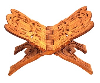 Hand-Carved Wooden Folding Book Stand (Rehal), 20th Century