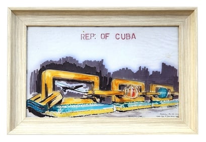 Original 1950 Carnival Float Design Drawing, Republic of Cuba & Pan American Airways
