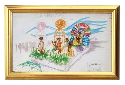Original 1928 Carnival Cuba Float Design Drawing