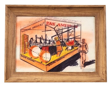 Original 1955 Carnival Cuba Float Design Drawing, Pan American Airways – “Fabulous Americas