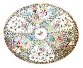 Large Chinese Export Rose Medallion Porcelain Charger, 19th Century