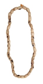 Strand of Antique African Trade Beads, White Glass with Dark Inclusions