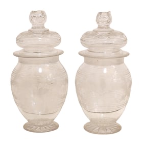 Thomas Otley & Sons Sheffield Silverplate and Glass Jar Set, 19th C.