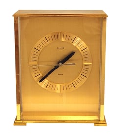 Relide Gilt Brass Quartz Mantel Clock, Mid/Late 20th C.