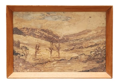 Australian Tea-Tree Bark Landscape Signed Pirrie, “Ben Bullen (High Quiet Place)