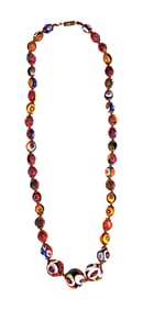 Vintage Murano Millefiori Glass Bead Necklace with Large Center Beads