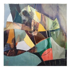 Abstract Geometric Composition, Contemporary Mixed Media on Canvas