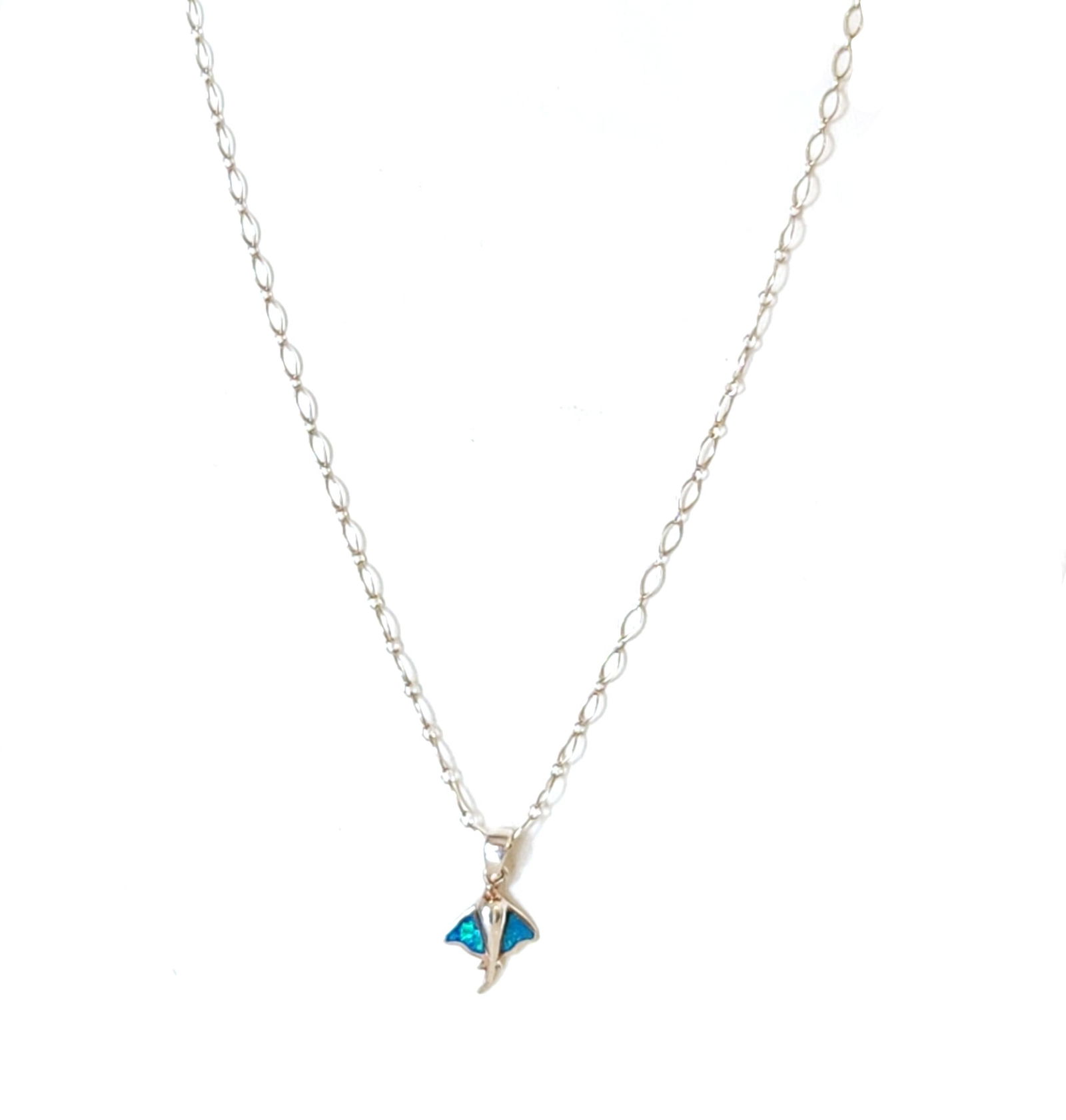 Tiffany & Co. Sterling Silver Stingray Pendant Necklace with Blue Opal Inlay – With Pouch (1 of 5)