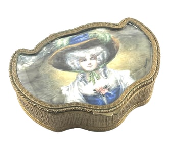 Antique Hand Painted Bronze Box
