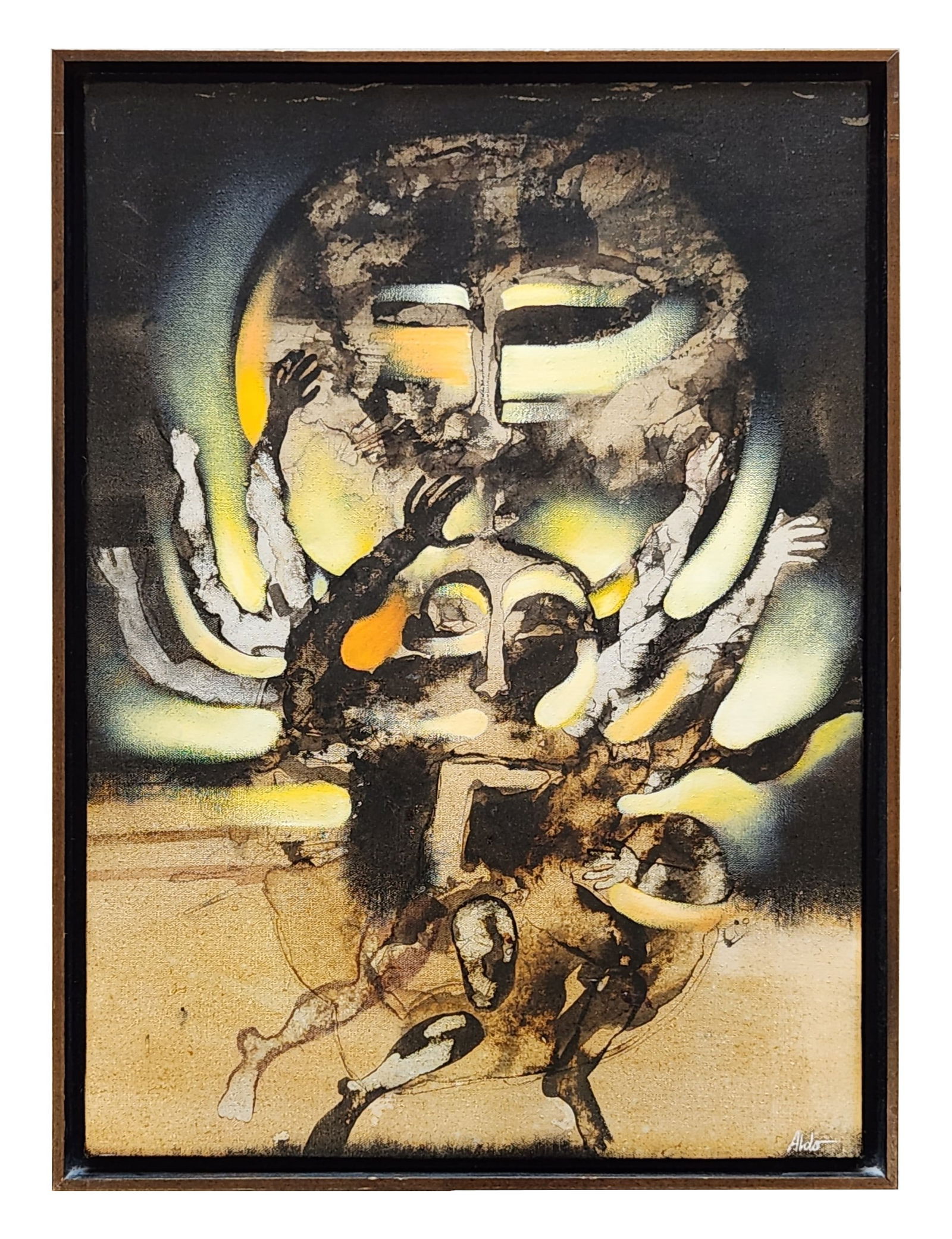 Aldo Amador (1948-2008) Cuban: Aldo Amador (1948-2008) Cuban Oil on Canvas Measure 22"in H x 16"in W and 23 1/4"in H x 17 1/4"in W x 2"in D framed Provenance: Private collection of a Miami family with over 30