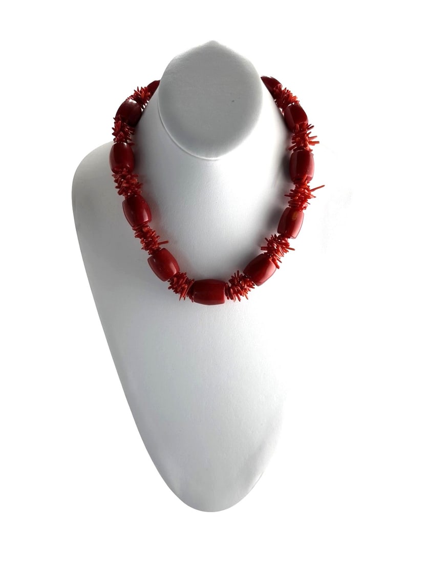 Incredible Vintage Sterling Silver Kenneth Lane Red Coral Necklace (1 of 1)